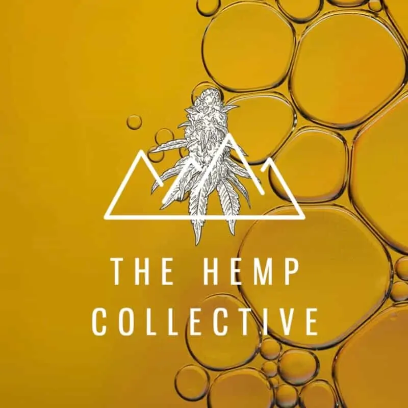 The Hemp Collective logo with Gold Bubbles background View 1